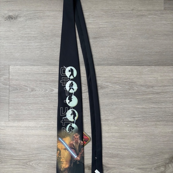VINTAGE Star Wars Mens Neck Tie  Black Obi Wan Kenobi Ralph Marlin Phantom NWT - Picture 7 of 10